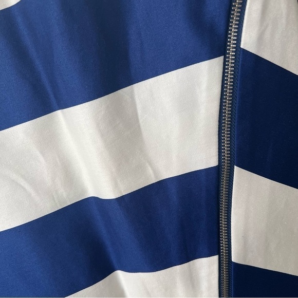 Express Women’s Blue White Striped Pencil Skirt Diagonal Zipper Detail Sz O NWT - Picture 11 of 13